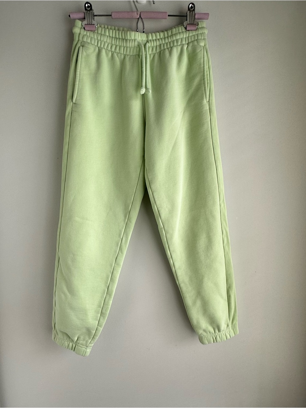TNA Cozy Fleece Boyfriend Joggers in Light Green XXS